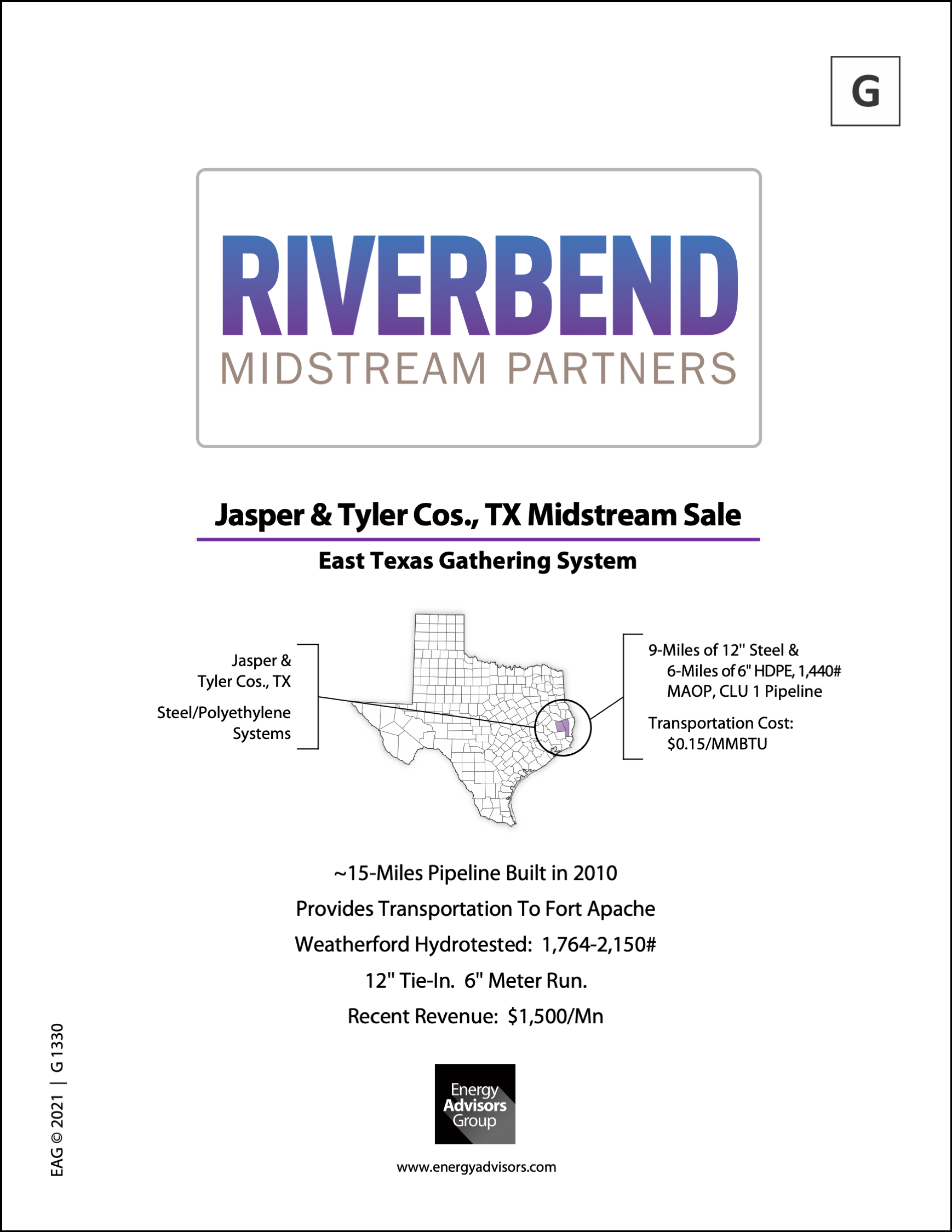 EAST TEXAS PIPELINES FOR SALE - Energy Advisors Group EAST TEXAS PIPELINES FOR SALE